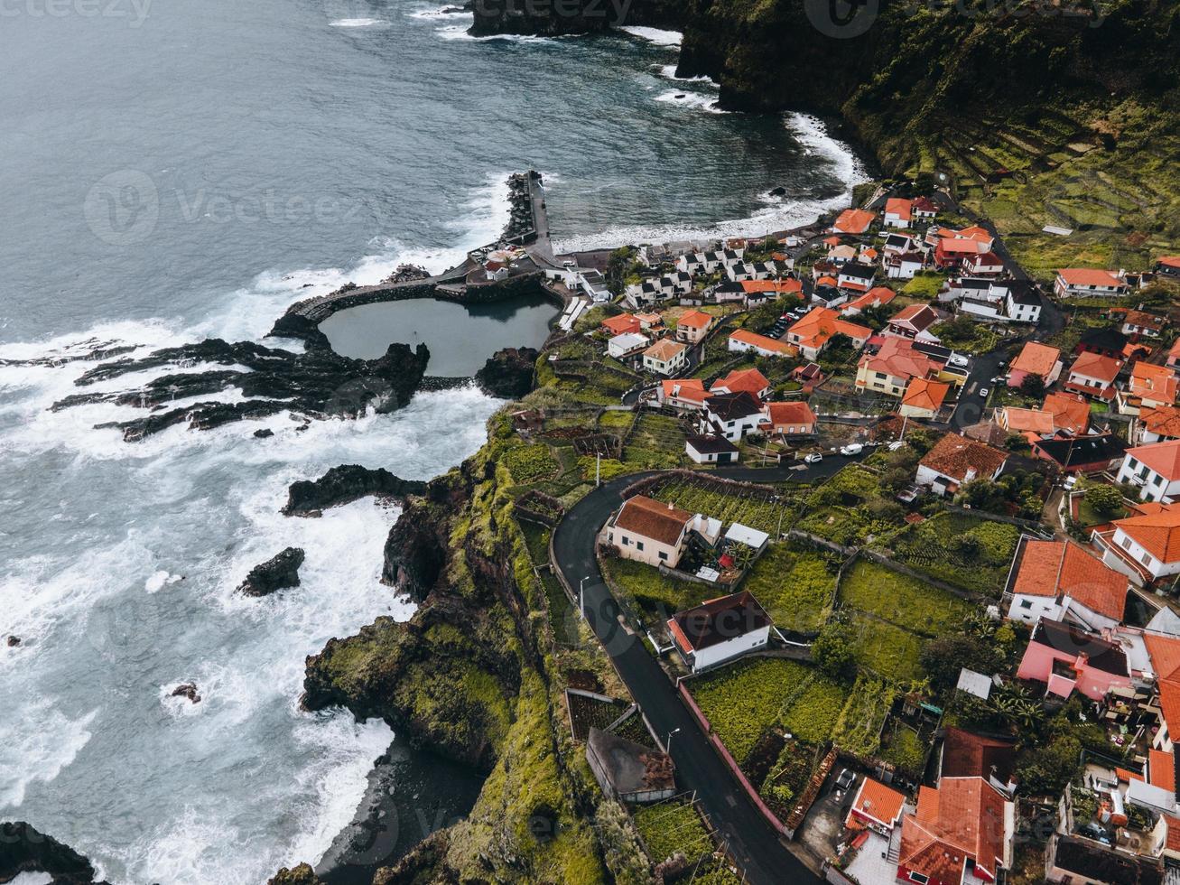 Drone view of Seixal in Madeira, Portugal photo