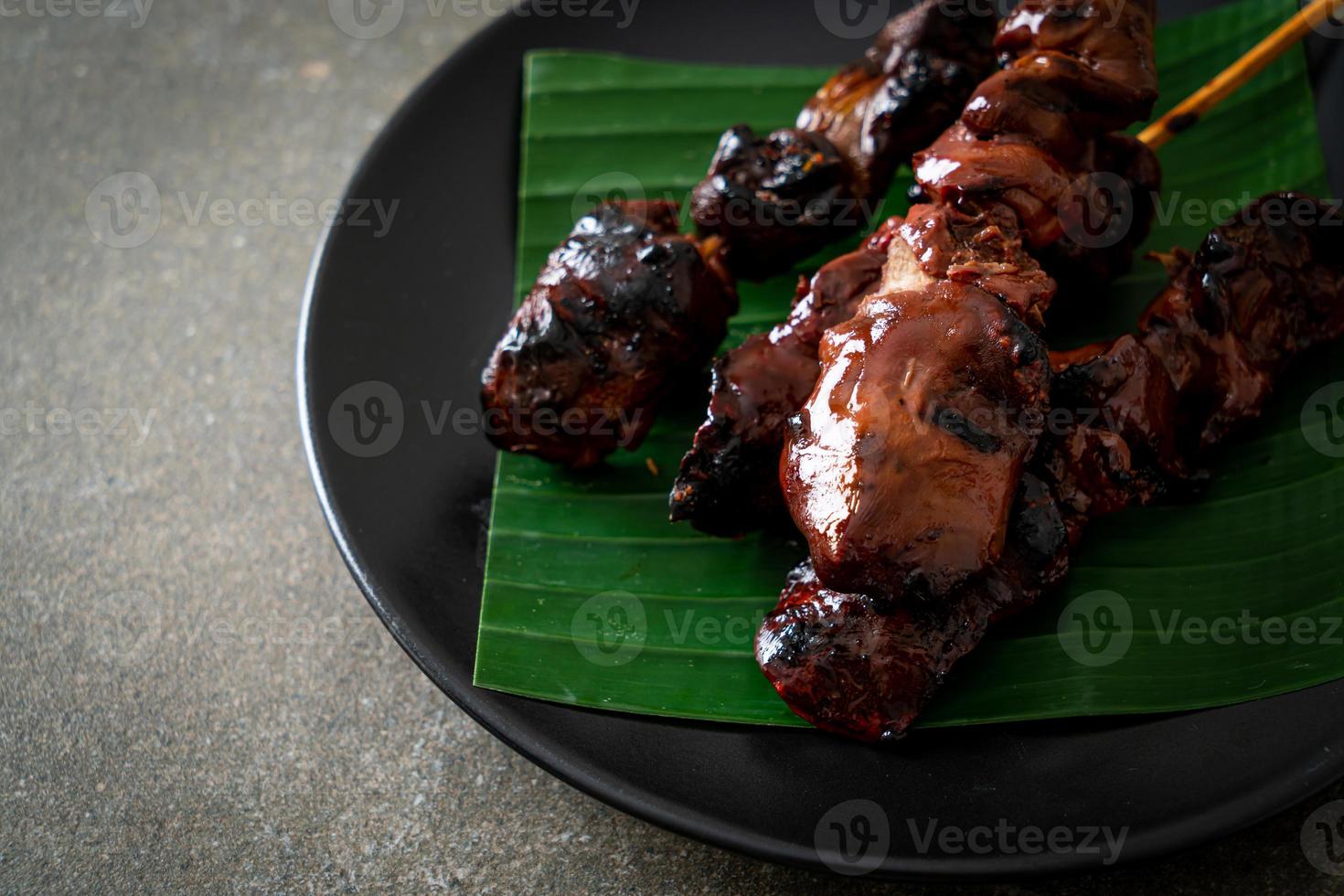 grilled chicken liver skewer in Asian style photo