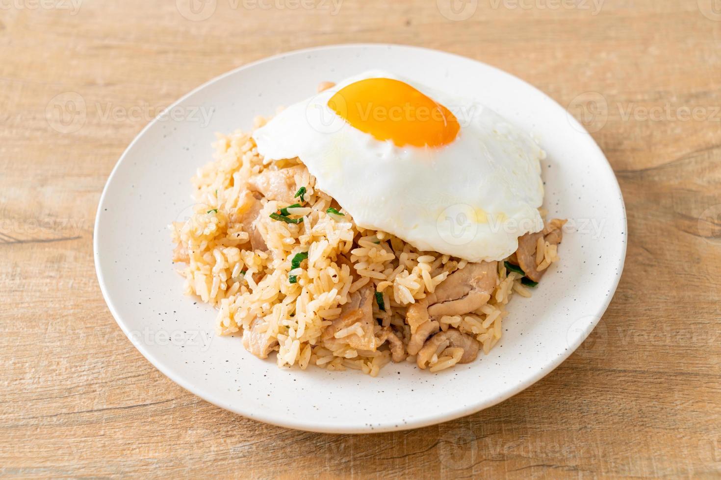 fried rice with pork and fried egg in Japanese style photo