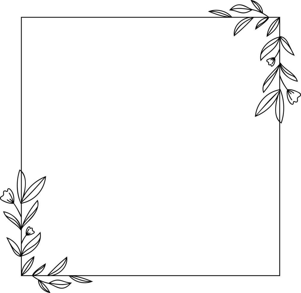 Square Floral Frame Element vector