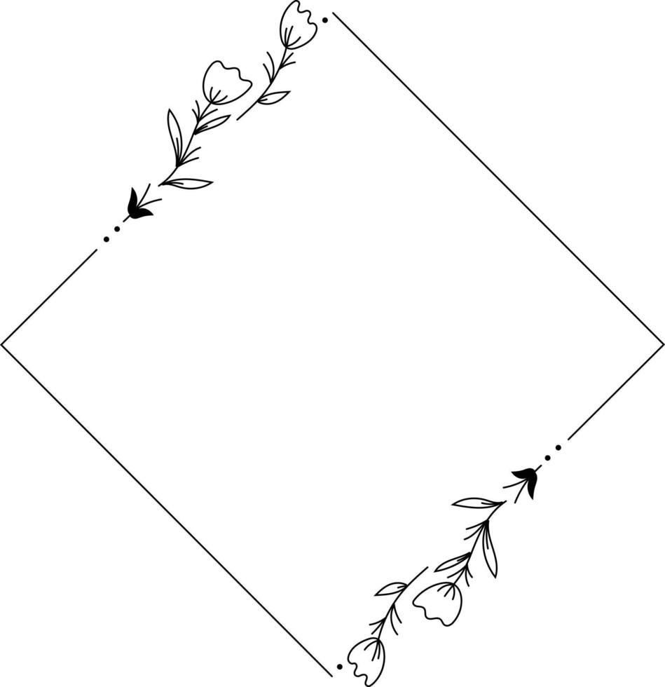 Square Floral Frame Element vector