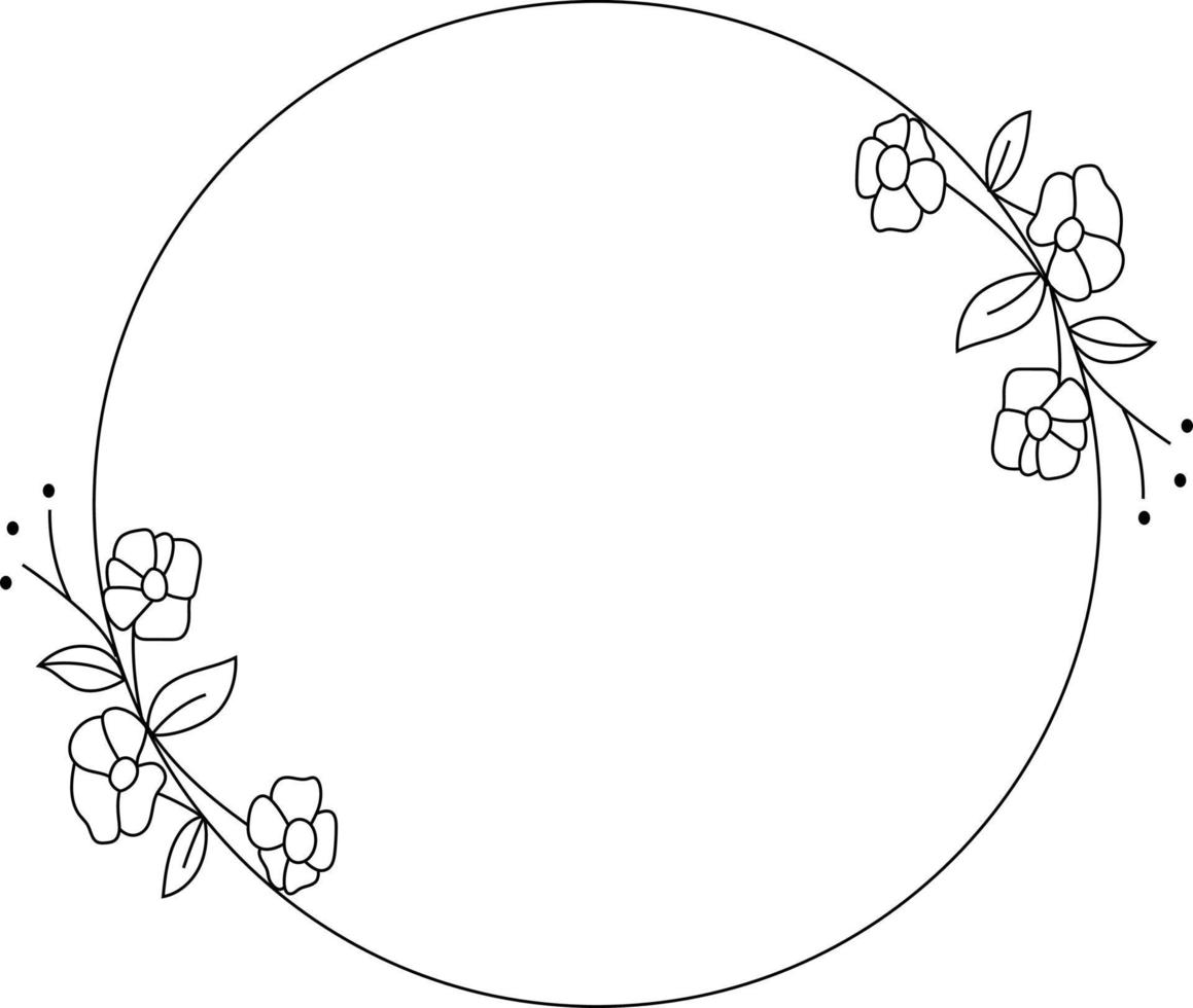 Circle Floral Frame Element vector