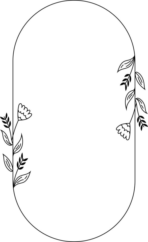 Ellipse Floral Frame Element vector