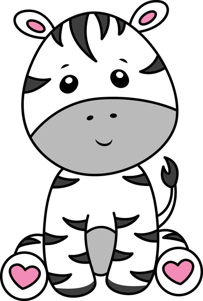 Baby Zebra Cartoon Drawing, Baby Zebra Cute Illustration Free Vector