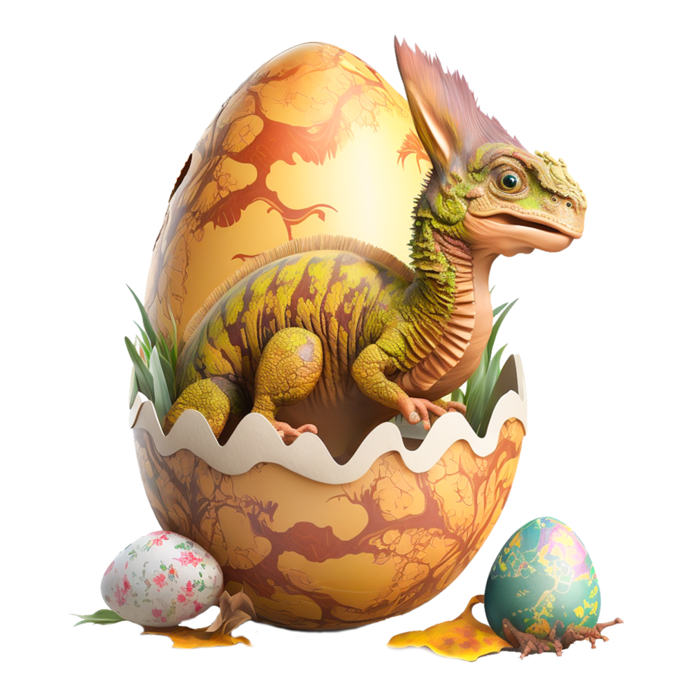 Dilophosaurus hatching from egg stock illustration png