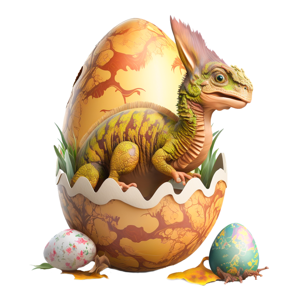 Dilophosaurus hatching from egg stock illustration png