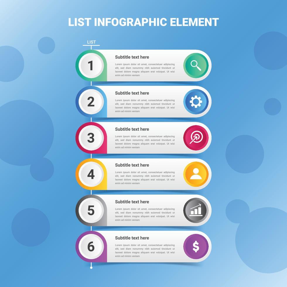 List Infographic Element Design vector