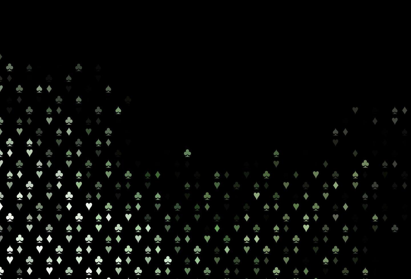 Dark Green vector background with cards signs.