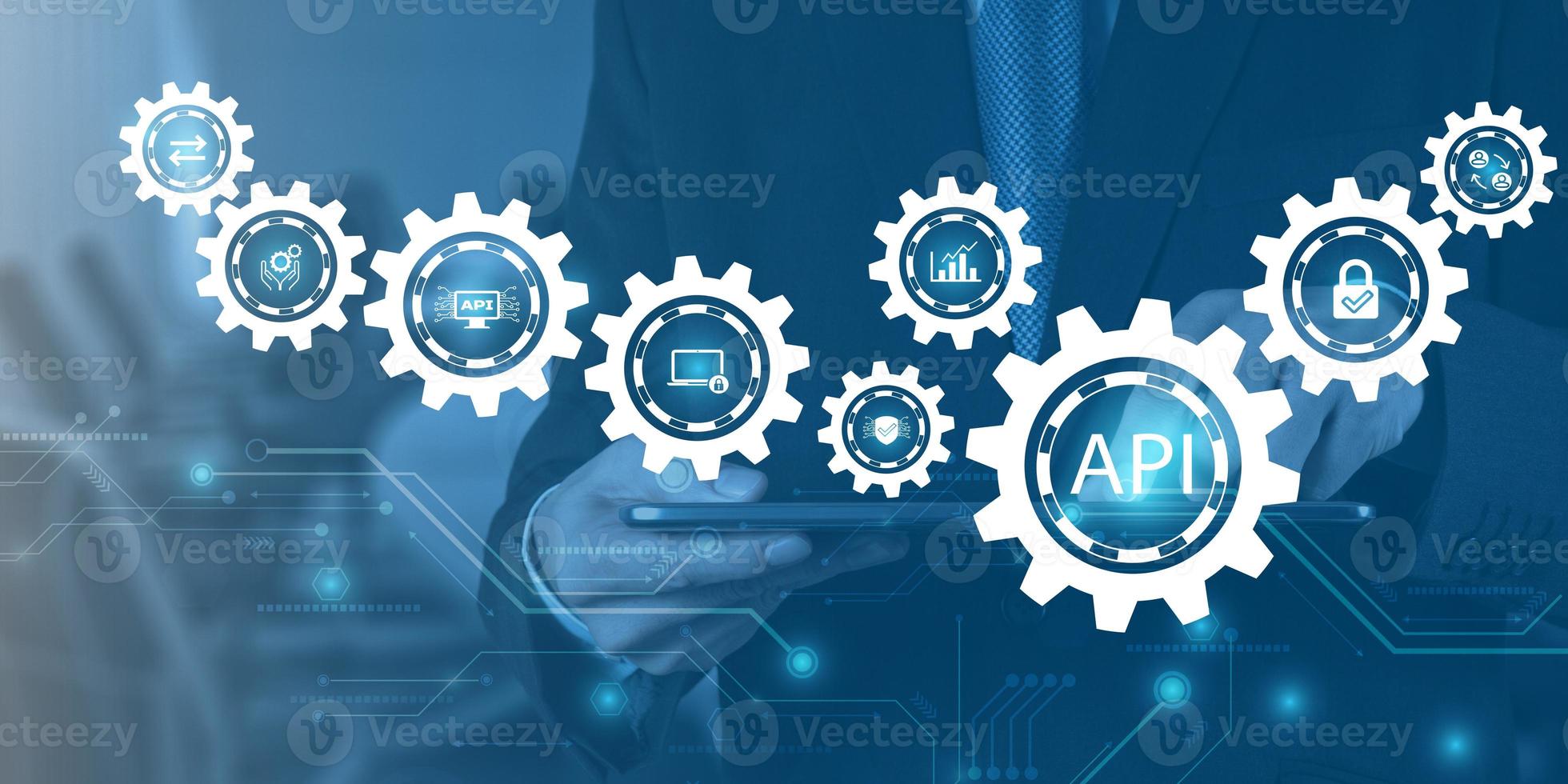 api solicitud programación interfaz. software desarrollo herramienta. negocio, Internet y tecnología concepto. foto