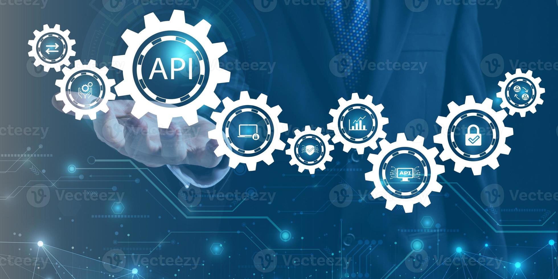 API  Application Programming Interface. Software development tool. Business, internet and technology concept. photo