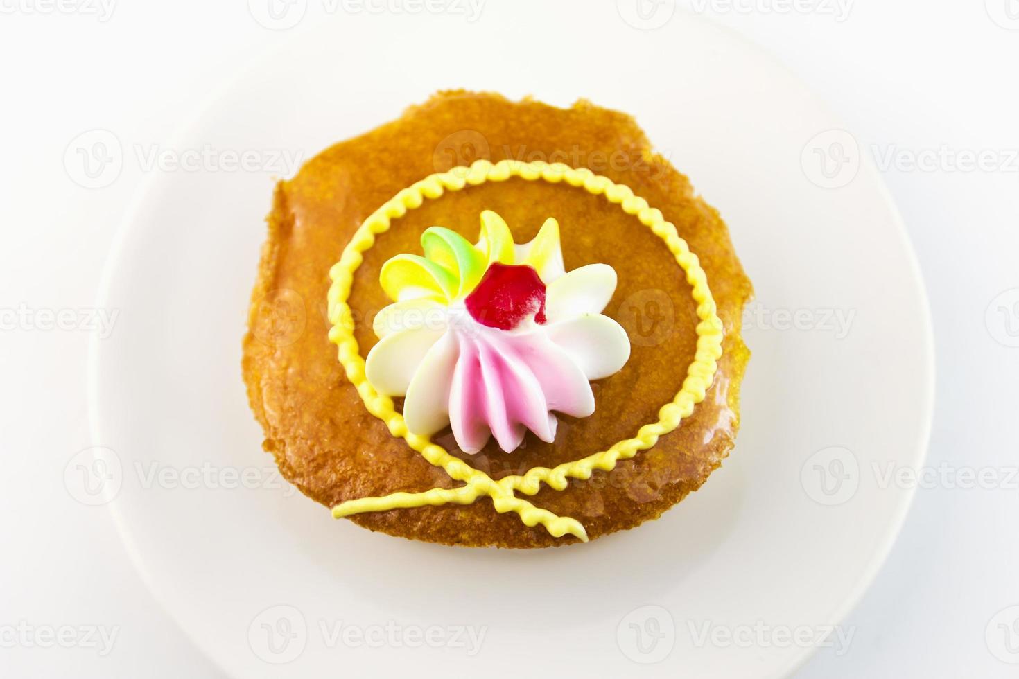 Closeup Cup cake on dish photo