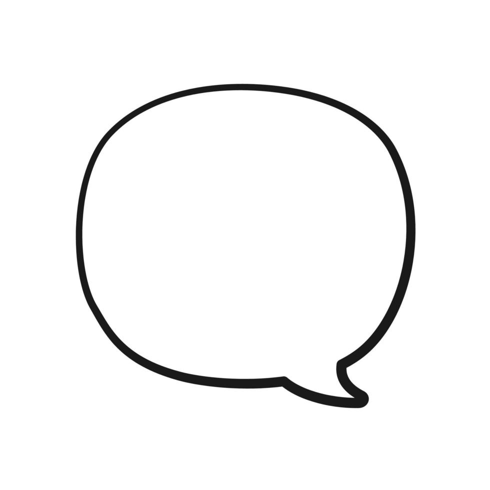 Empty speech bubble text frame. Comic speech bubble doodle outline. Vector illustration.