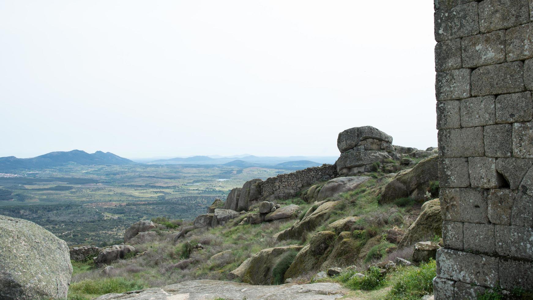 View of landscape from the ruins of ancient casle in Monsanto, Portugal photo