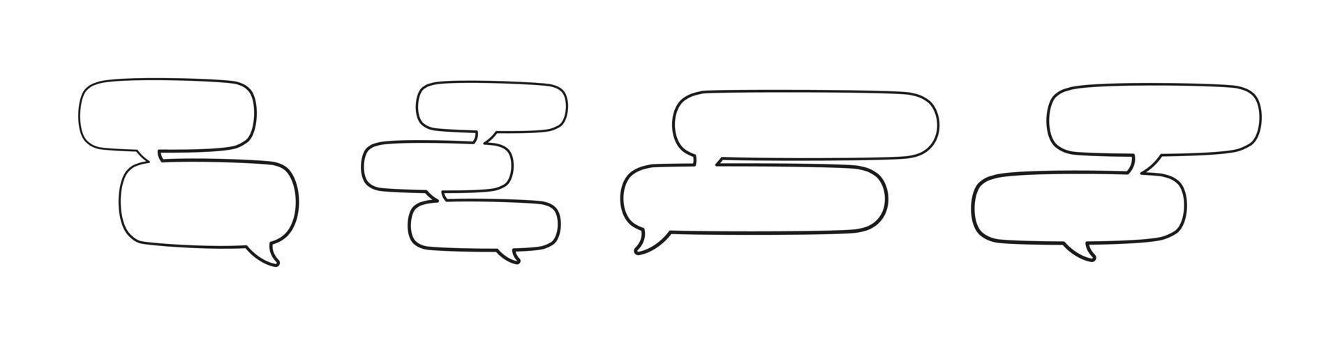 Collection of empty speech bubbles. Comic speech bubble outline. Retro empty comic bubble. Vector illustration doodle.