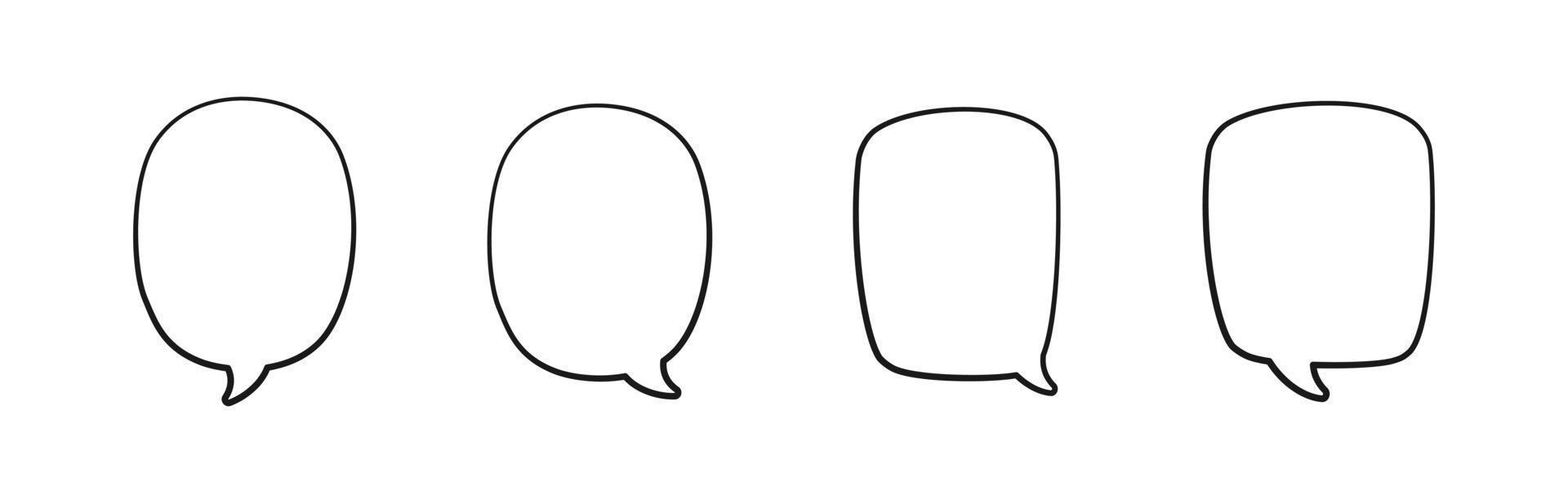 Collection of empty speech bubbles. Comic speech bubble outline. Retro empty comic bubble. Vector illustration doodle.