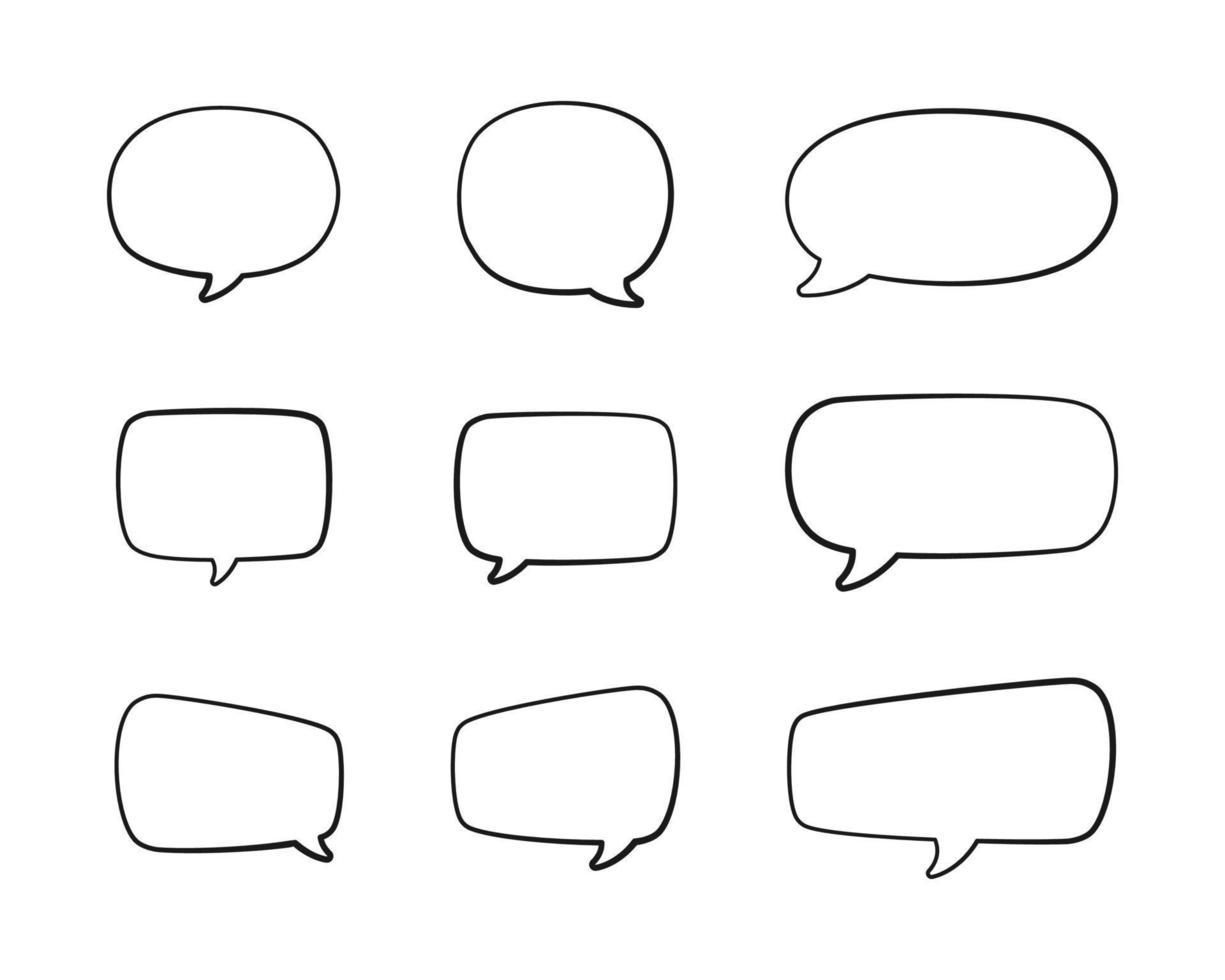Set of Hand Drawn Comics Style Speech Bubbles vector