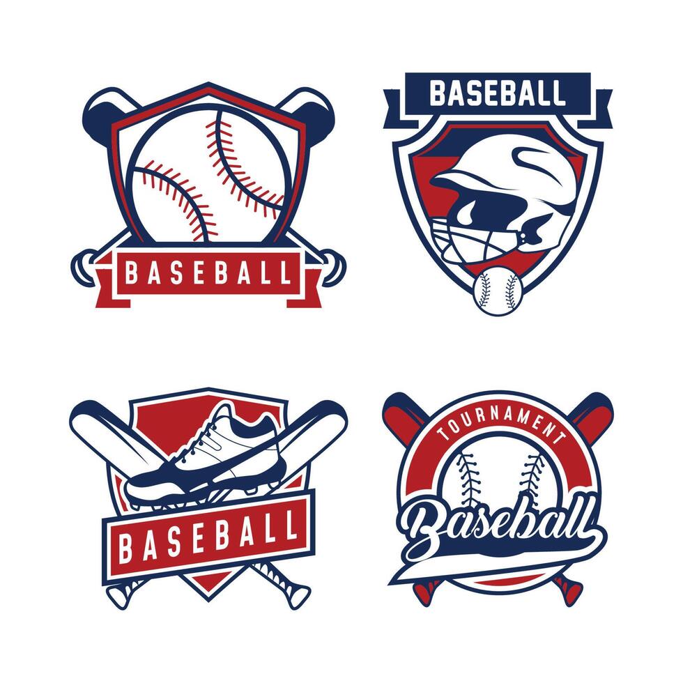 Set of baseball logo design bundle template. Baseball badge emblem logo template. vector