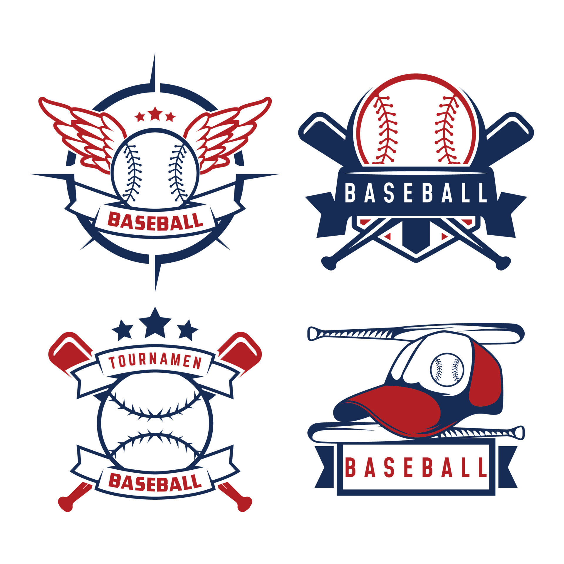 Set of baseball logo design bundle template. Baseball badge emblem logo Set of baseball logo design bundle template. Baseball badge emblem logo