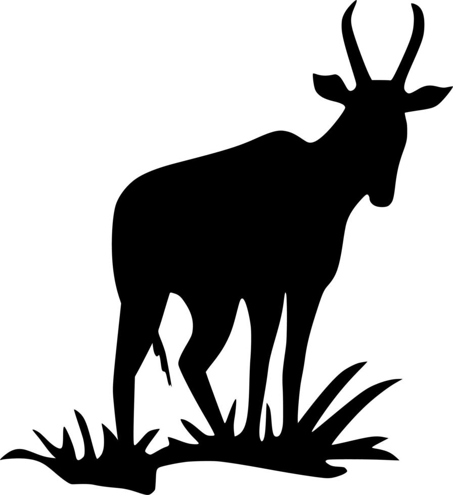 Vector silhouette of Antelope on white background