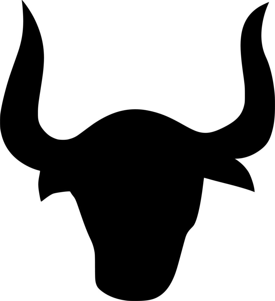 Vector silhouette of bull head on white background