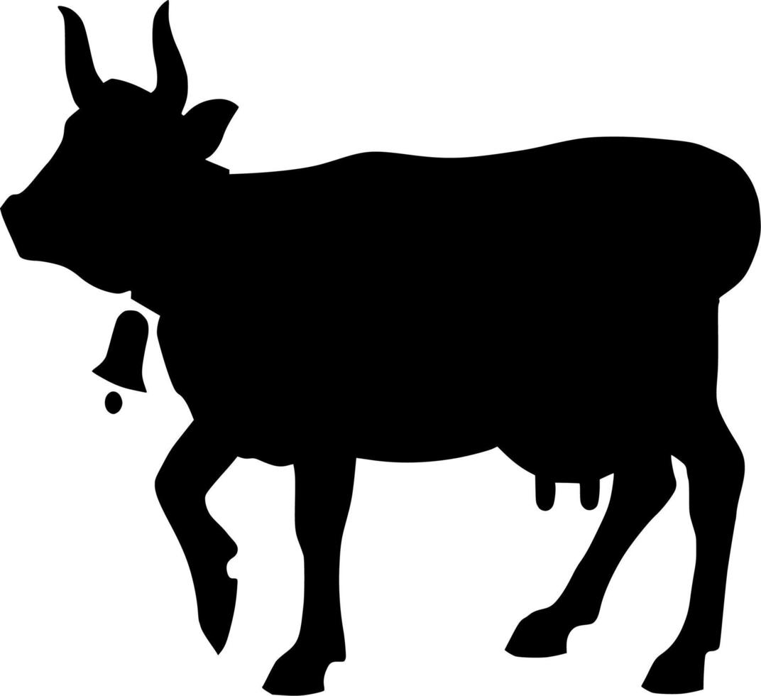 Vector silhouette of cow on white background