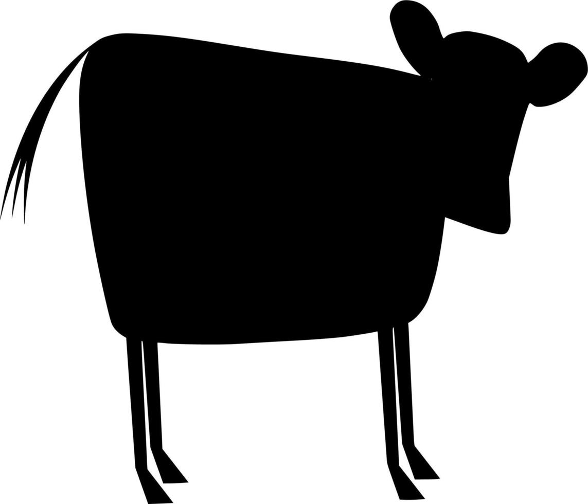 Vector silhouette of cow on white background