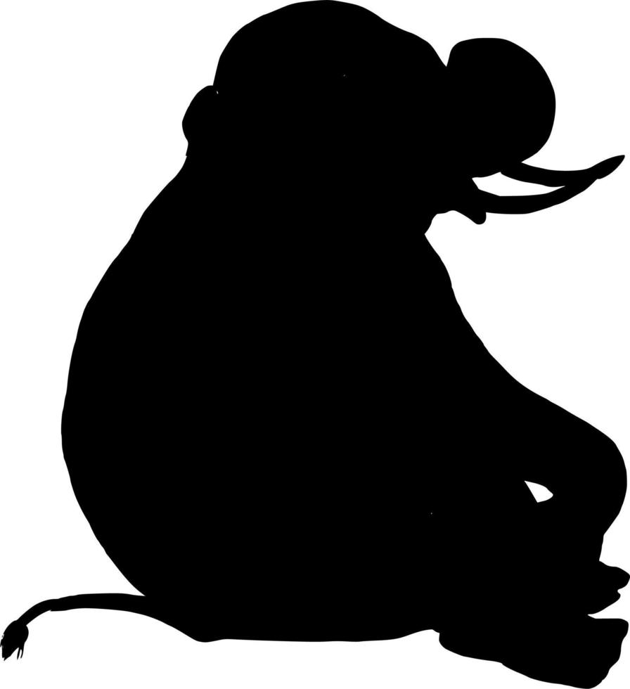 Vector silhouette of elephant on white background