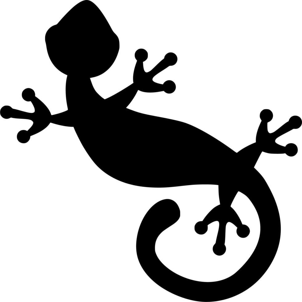 Vector silhouette of gecko on white background