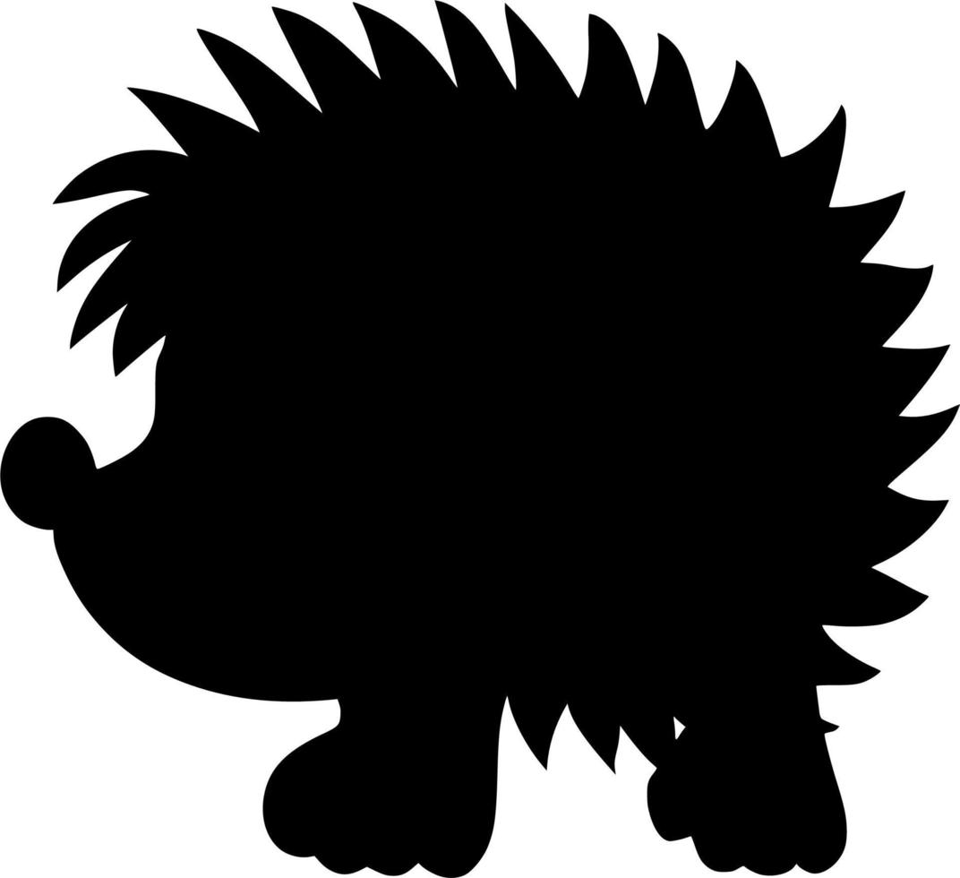 Vector silhouette of hedgehog on white background