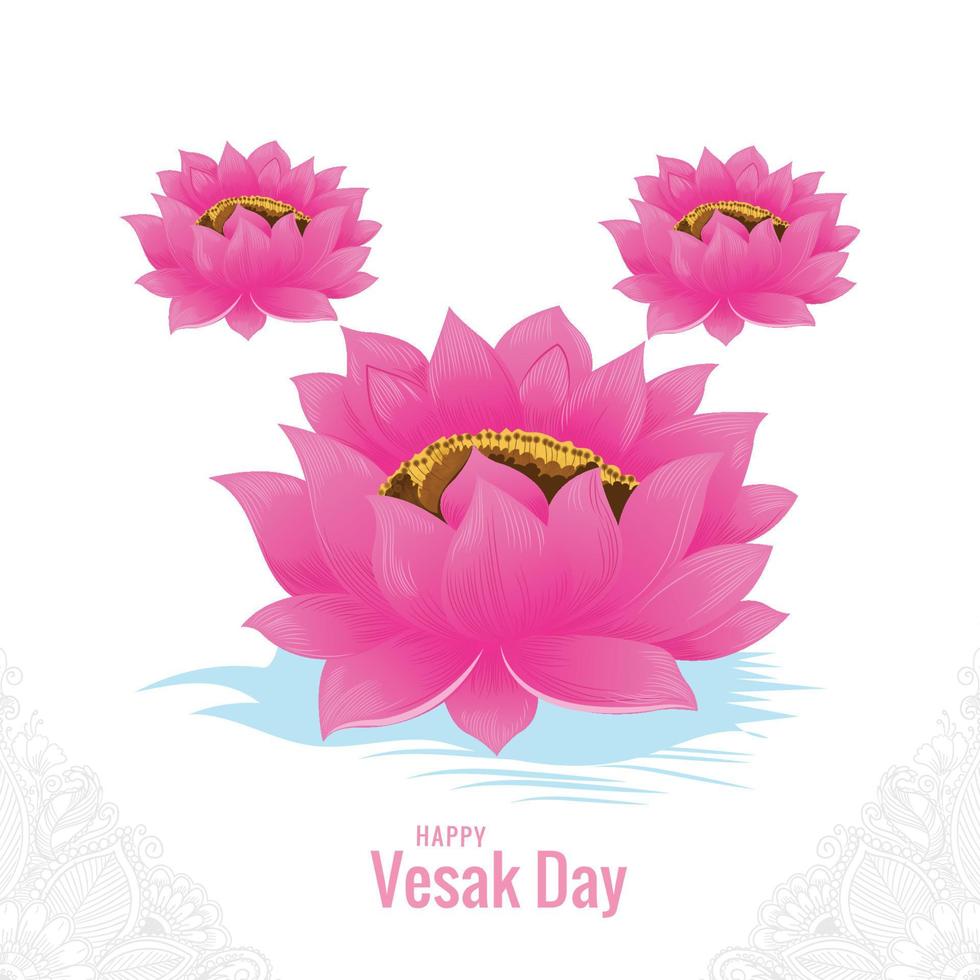 Happy vesak day traditional greeting card background vector