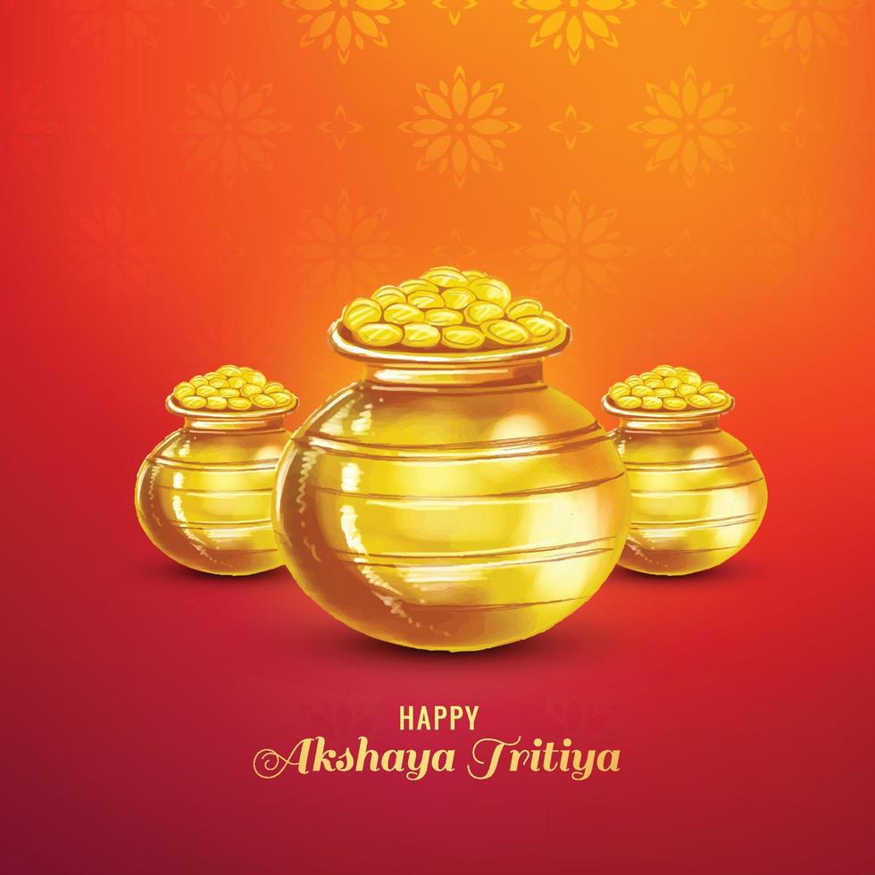 Akshaya tritiya celebration with a golden kalash background vector
