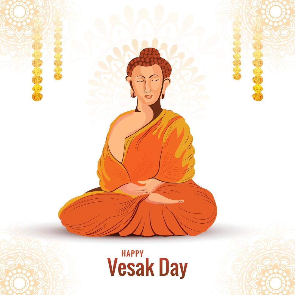 Happy vesak day postcard on flower card background vector