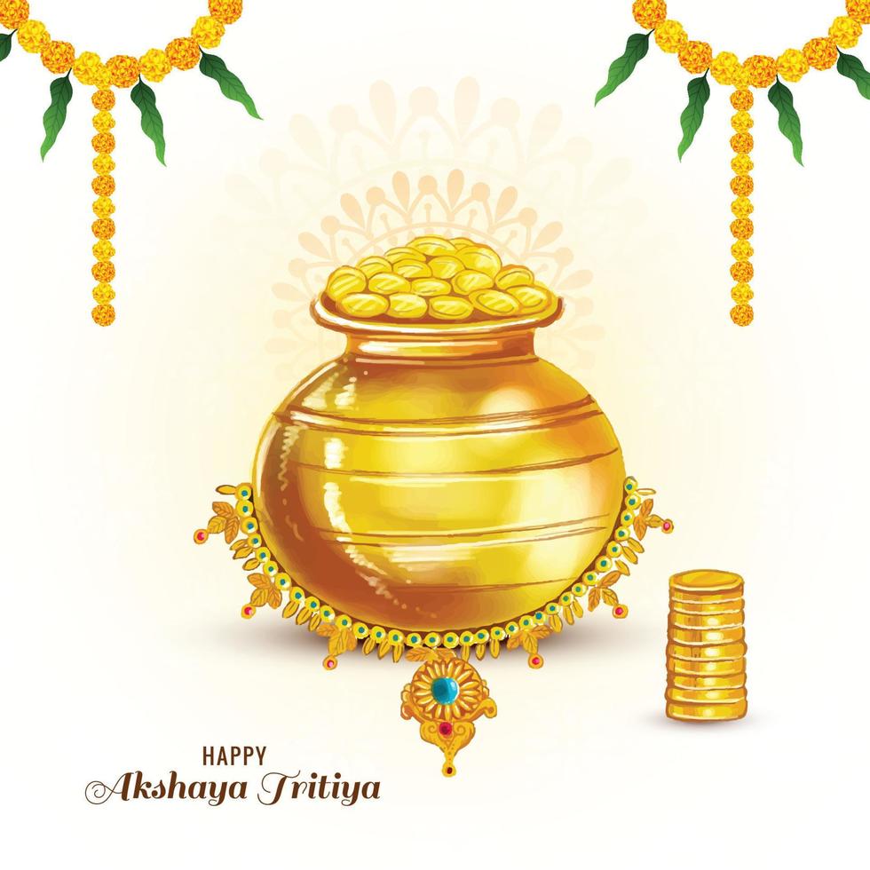 Happy akshaya tritiya religious festival of India celebration card background vector