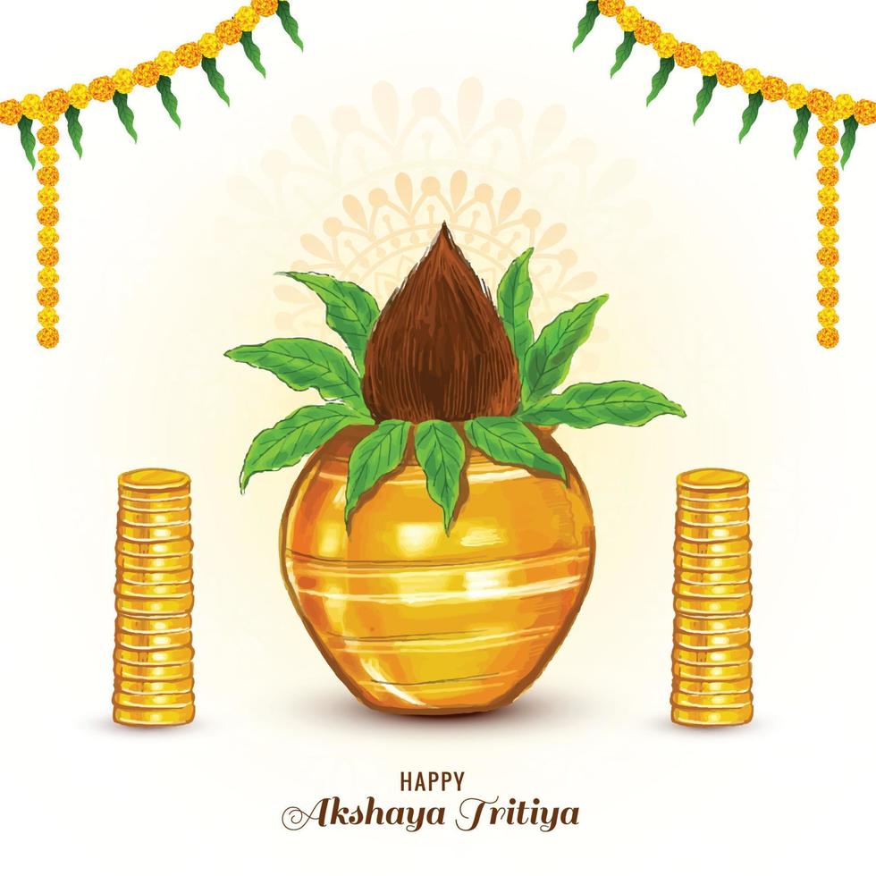 Happy akshaya tritiya religious festival of India celebration card background vector