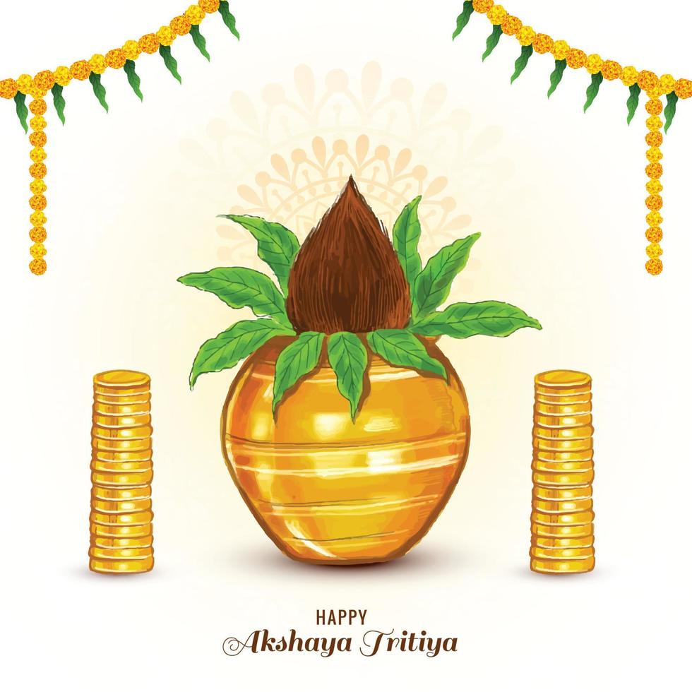 contento akshaya tritiya religioso festival de India celebracion tarjeta antecedentes vector