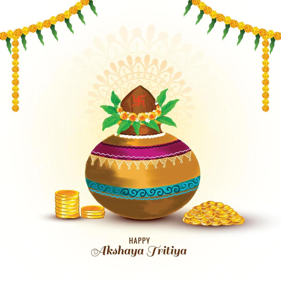 Happy akshaya tritiya for indian celebration festival background vector