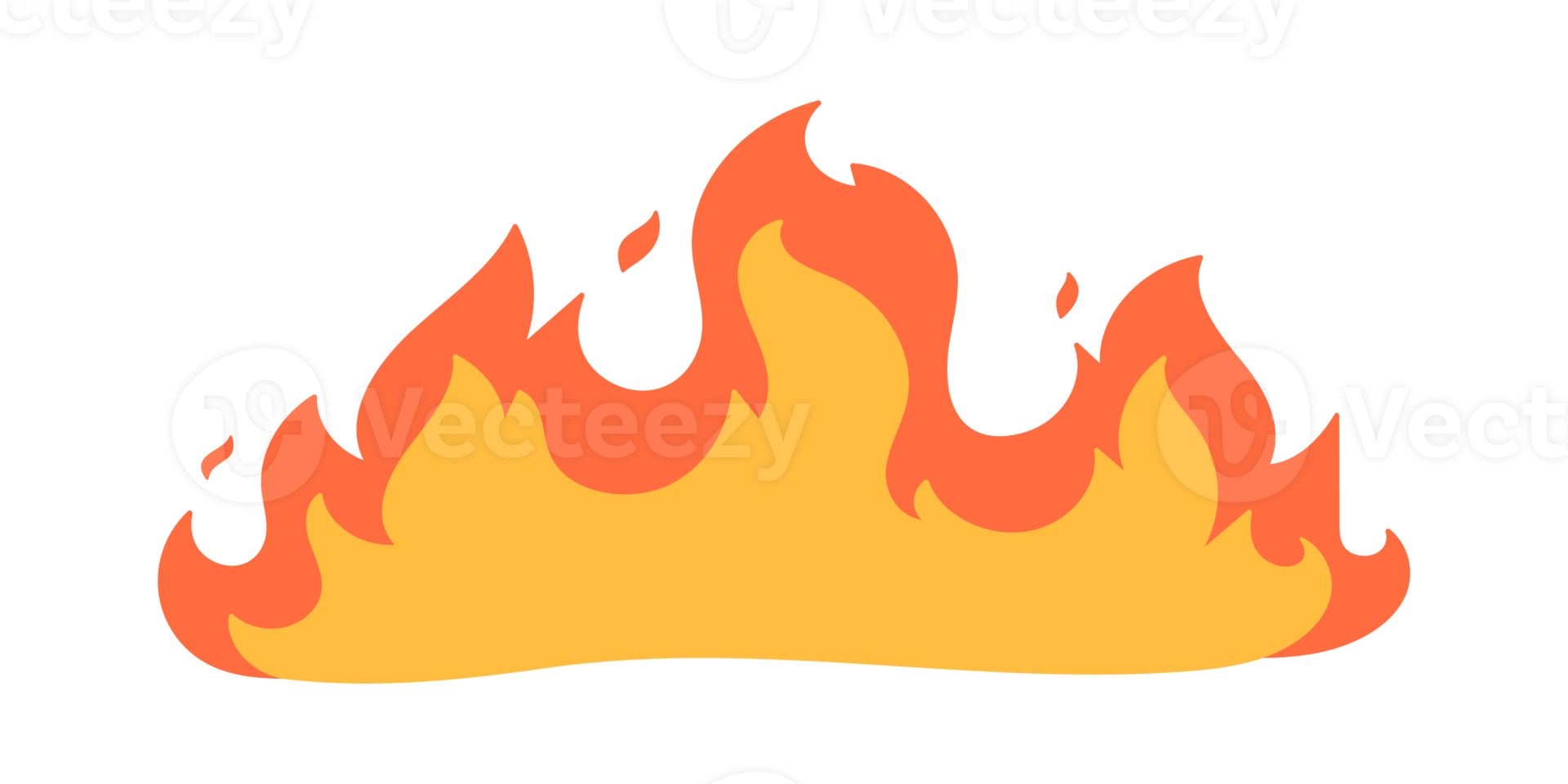 Cartoon fire effect. A yellow bonfire burns to heat. png