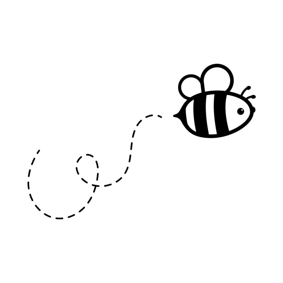 cartoon cute little bee flying on the dotted line to find sweet honey vector