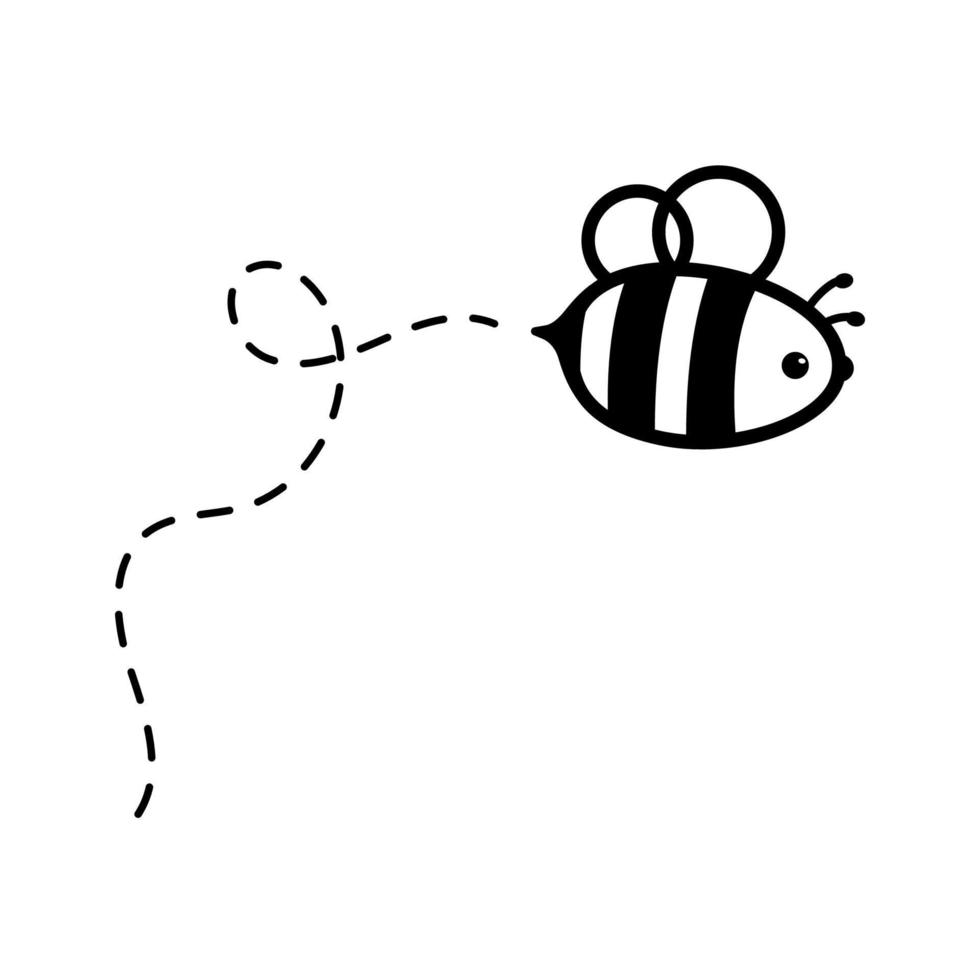 cartoon cute little bee flying on the dotted line to find sweet honey vector
