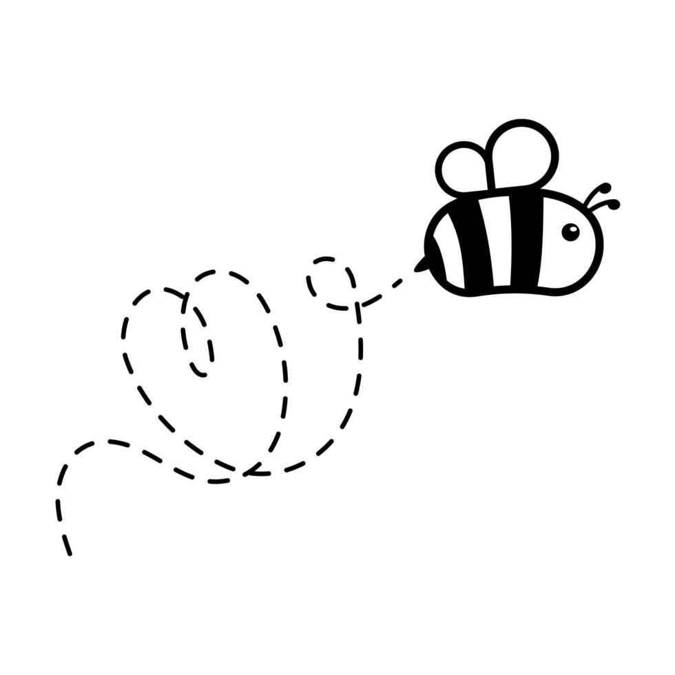 cartoon cute little bee flying on the dotted line to find sweet honey vector