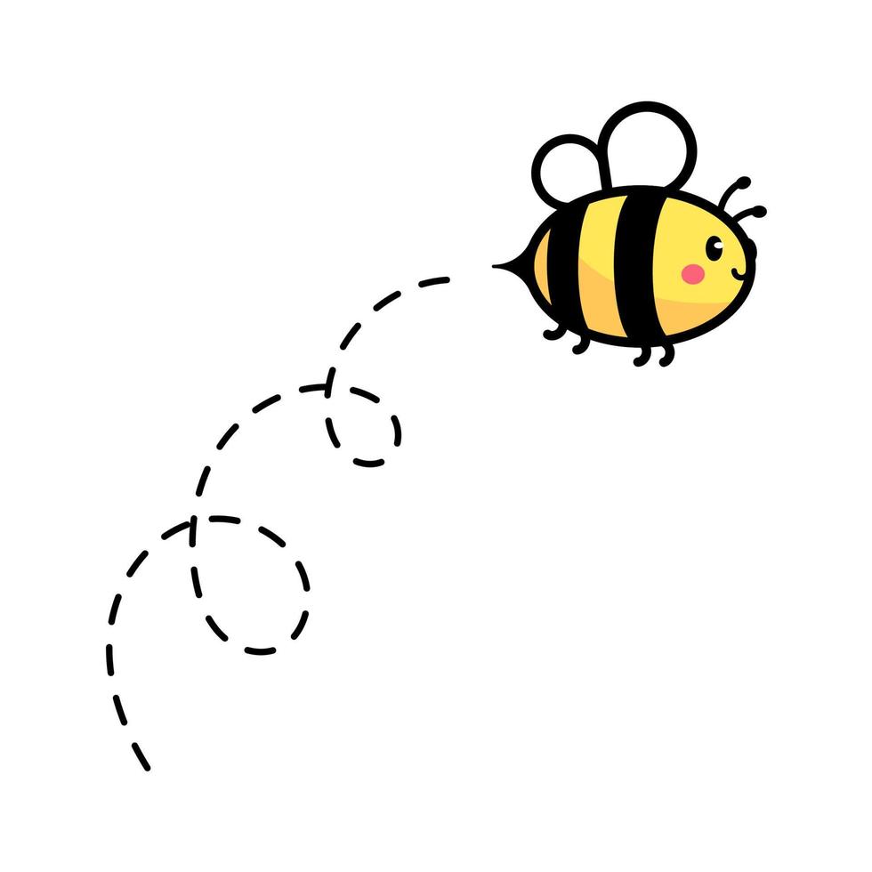 cartoon cute little bee flying on the dotted line to find sweet honey vector