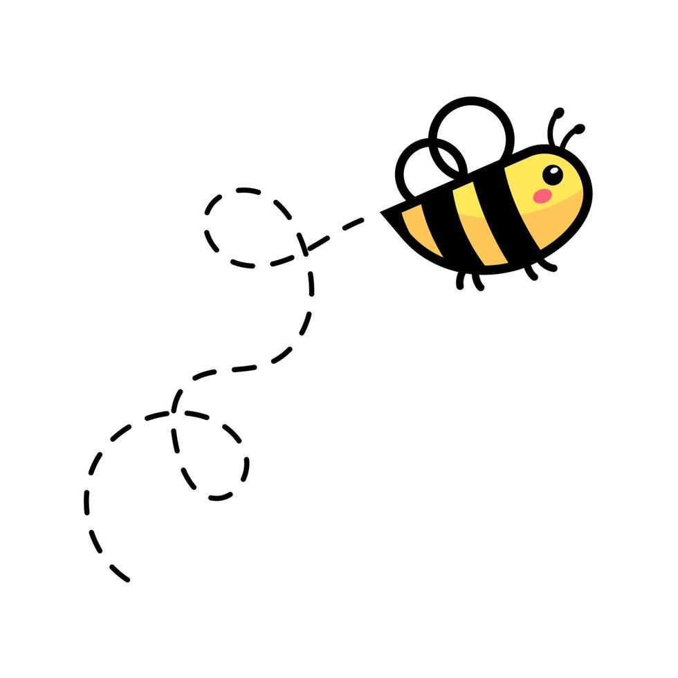 cartoon cute little bee flying on the dotted line to find sweet honey vector