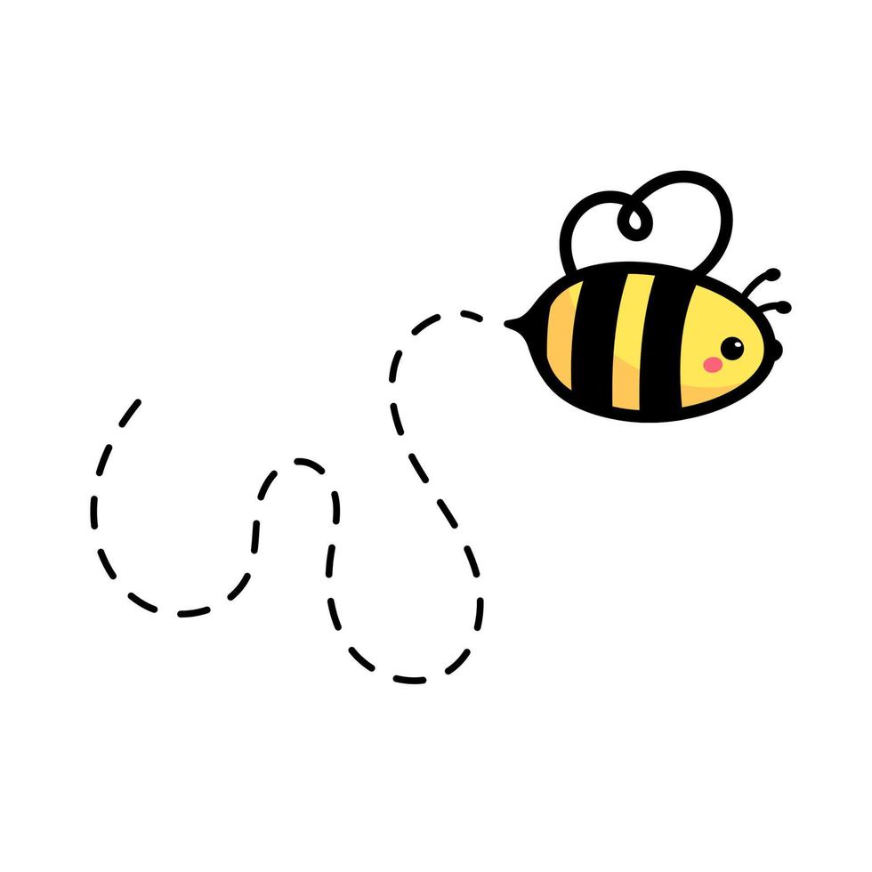 cartoon cute little bee flying on the dotted line to find sweet honey vector