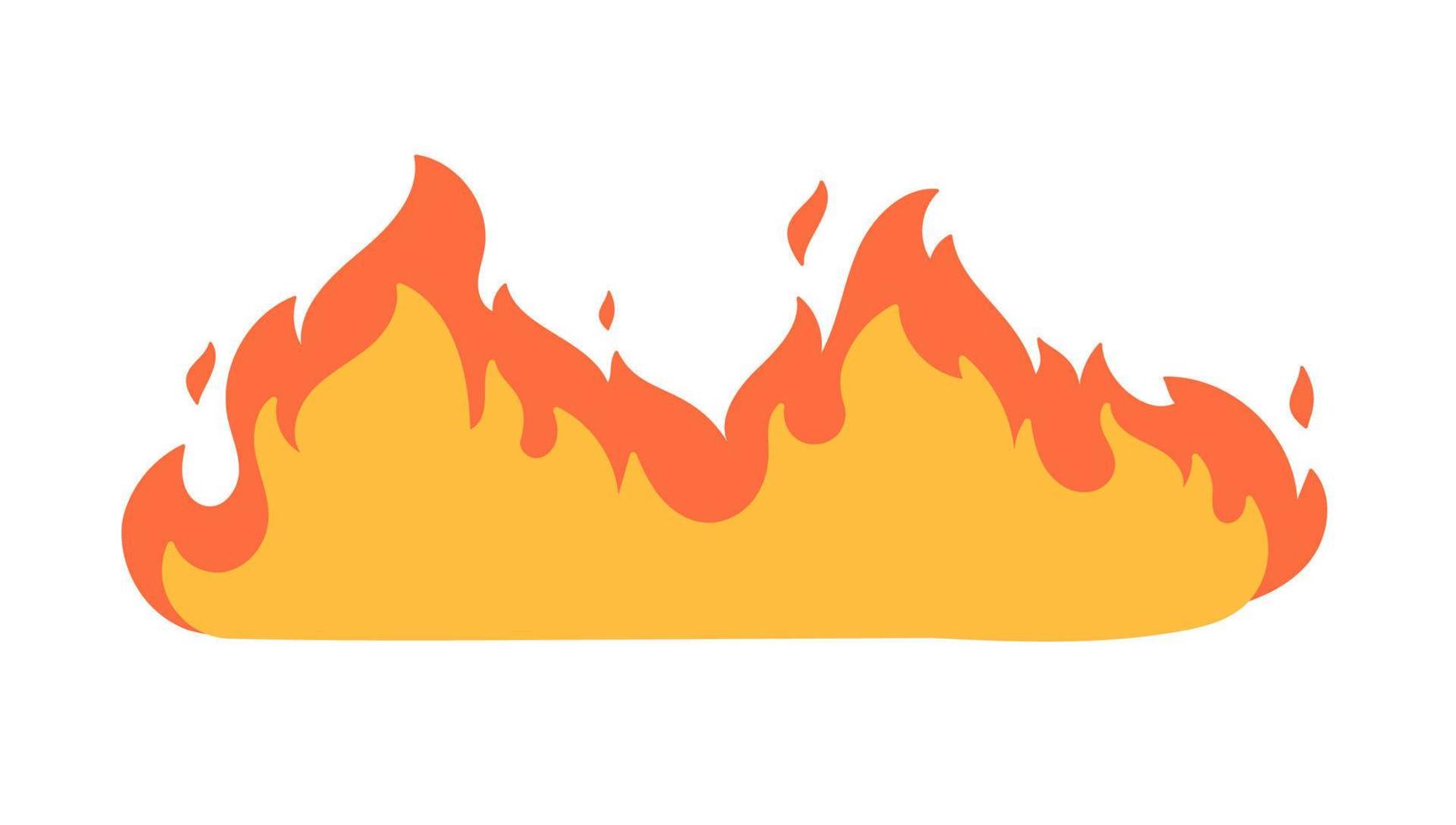 Cartoon fire effect. A yellow bonfire burns to heat. vector