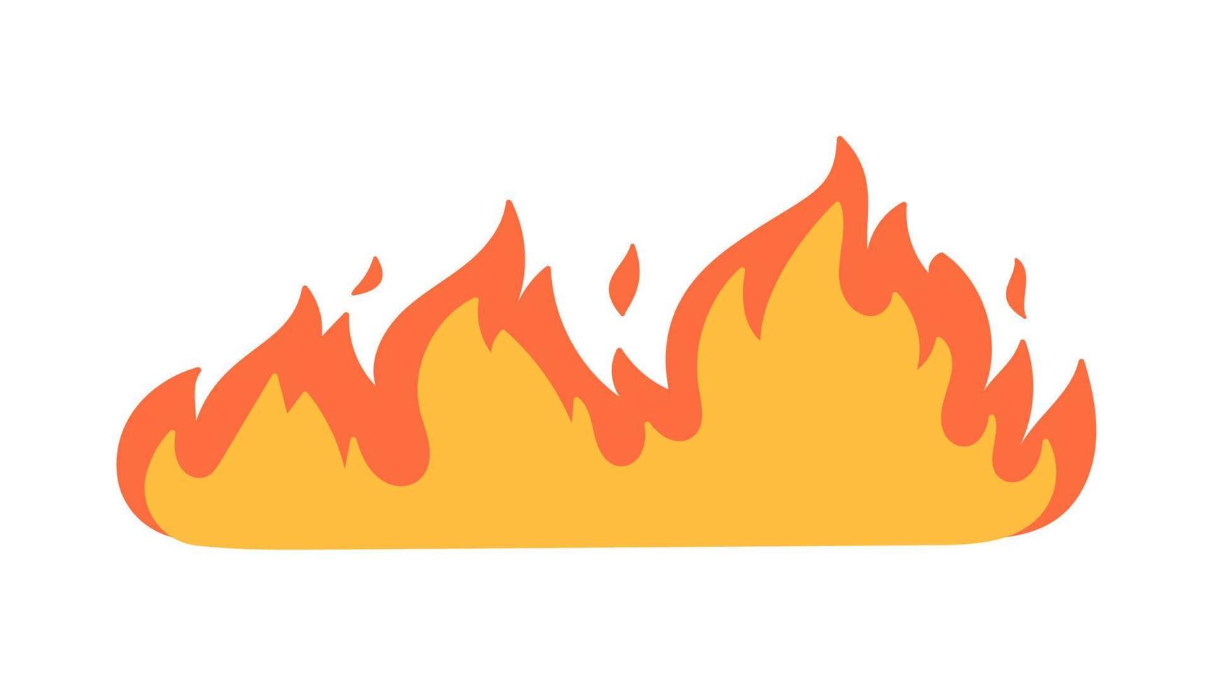 Cartoon fire effect. A yellow bonfire burns to heat. vector