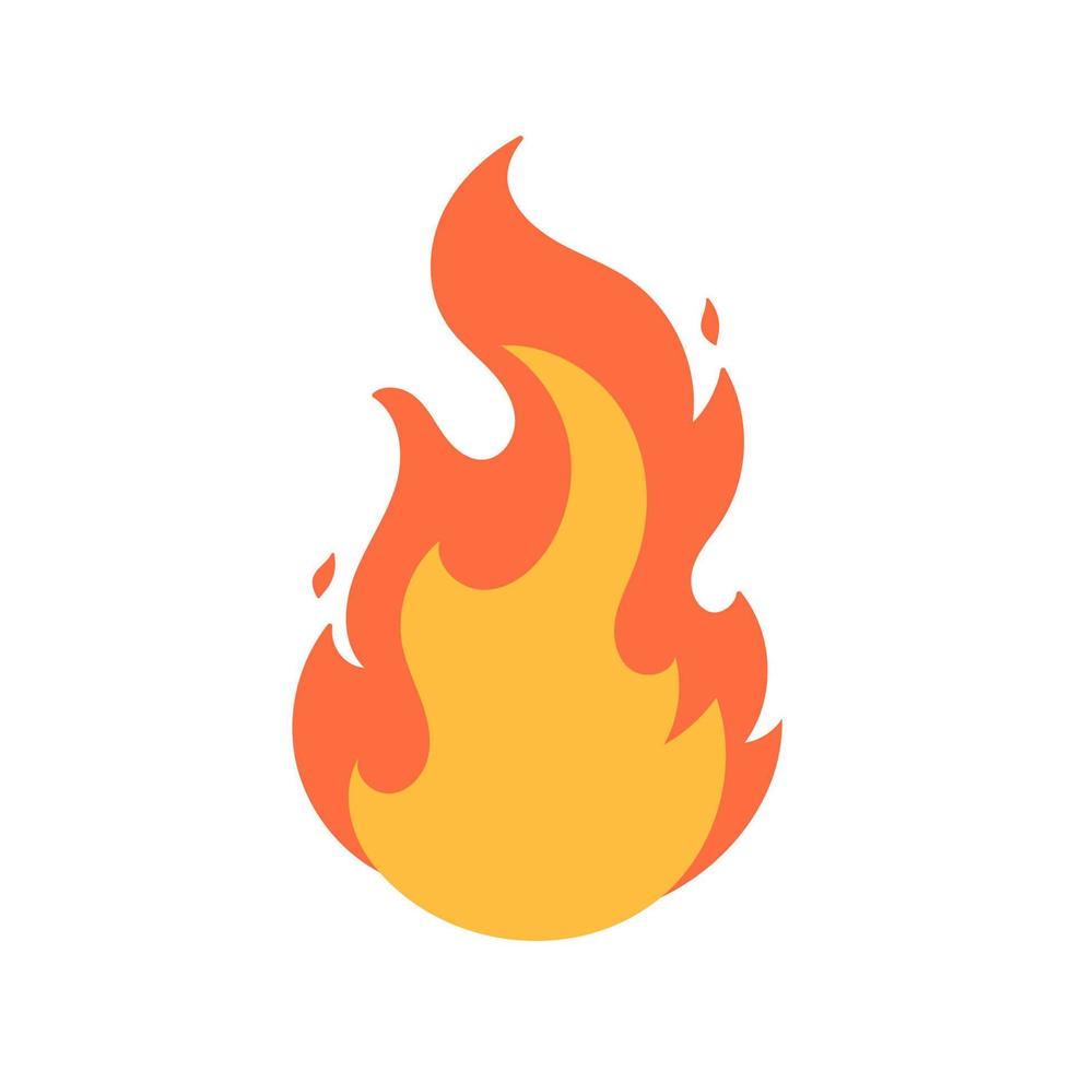 Cartoon fire effect. A yellow bonfire burns to heat. vector