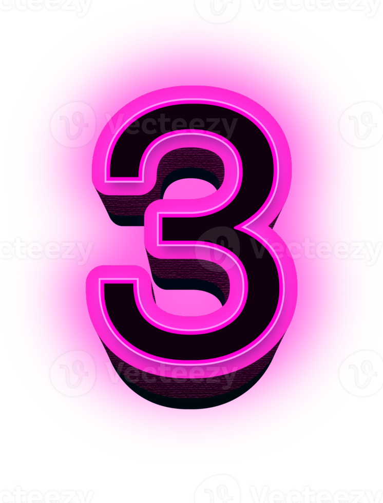 Neon 3d number png