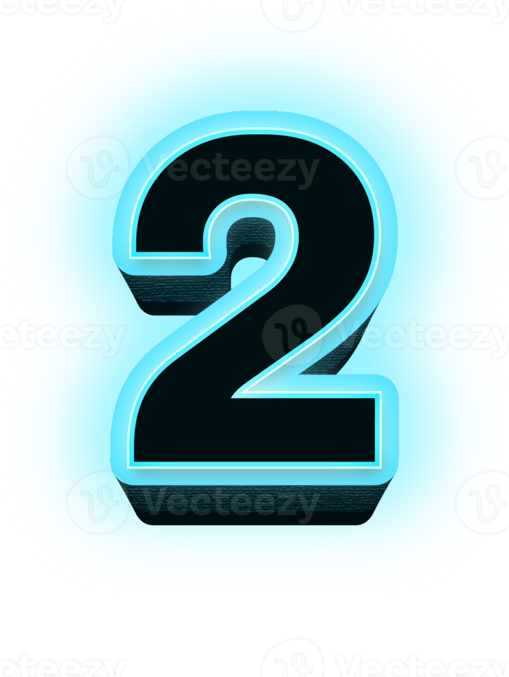 Neon 3d number png
