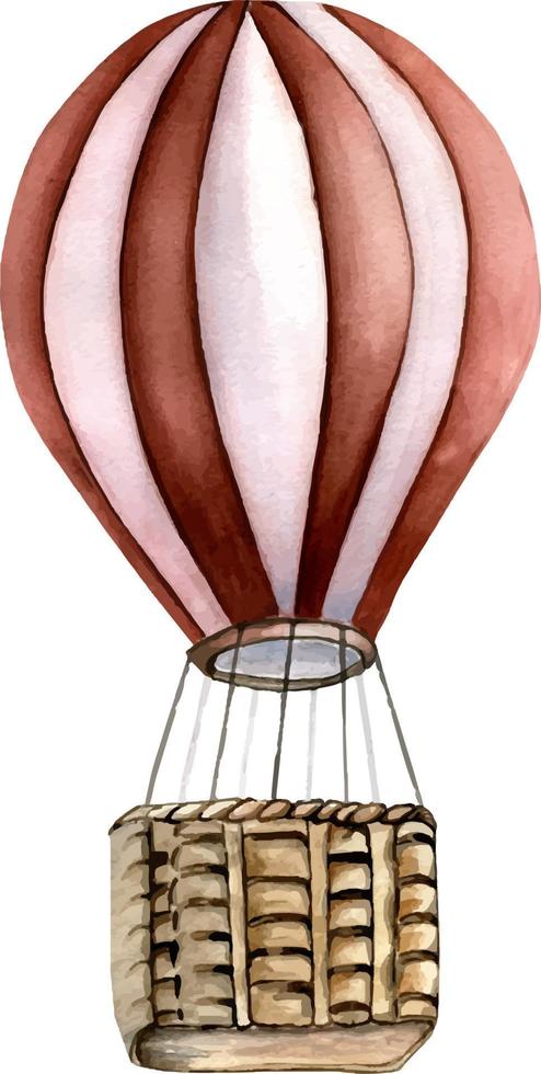 Retro hot air balloon vintage style watercolor illustration isolated. vector