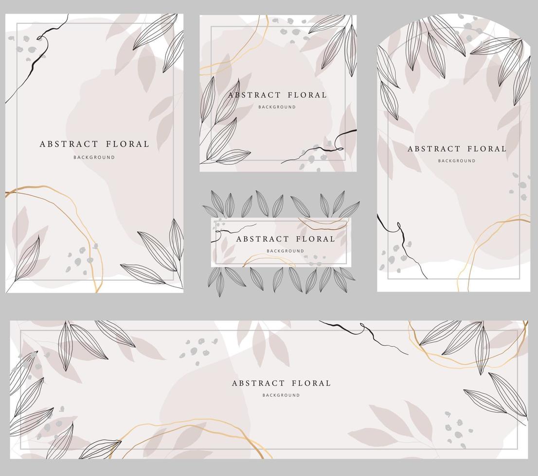 Set of abstract watercolor art background frame vector